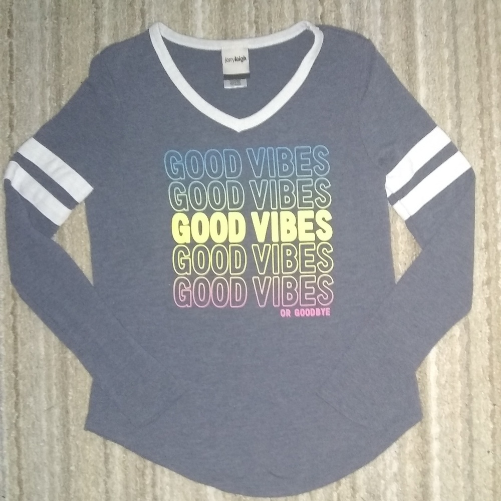 "Good Vibes" Long Sleeve Graphic Tee Size XCH(1) - Picture 7 of 7